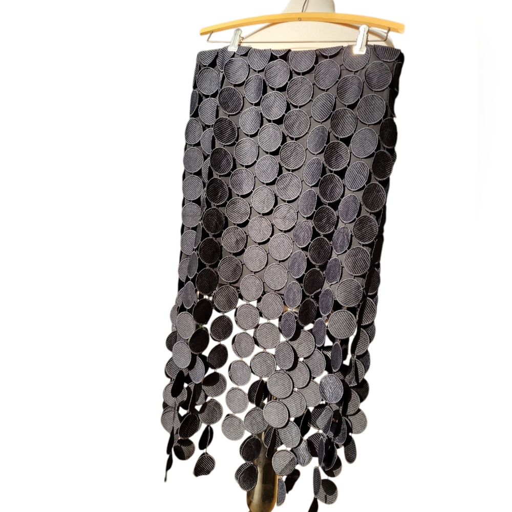 NWT Commense Laser Cut Circle Layered Fringe Pencil Skirt Size XL - Picture 3 of 9